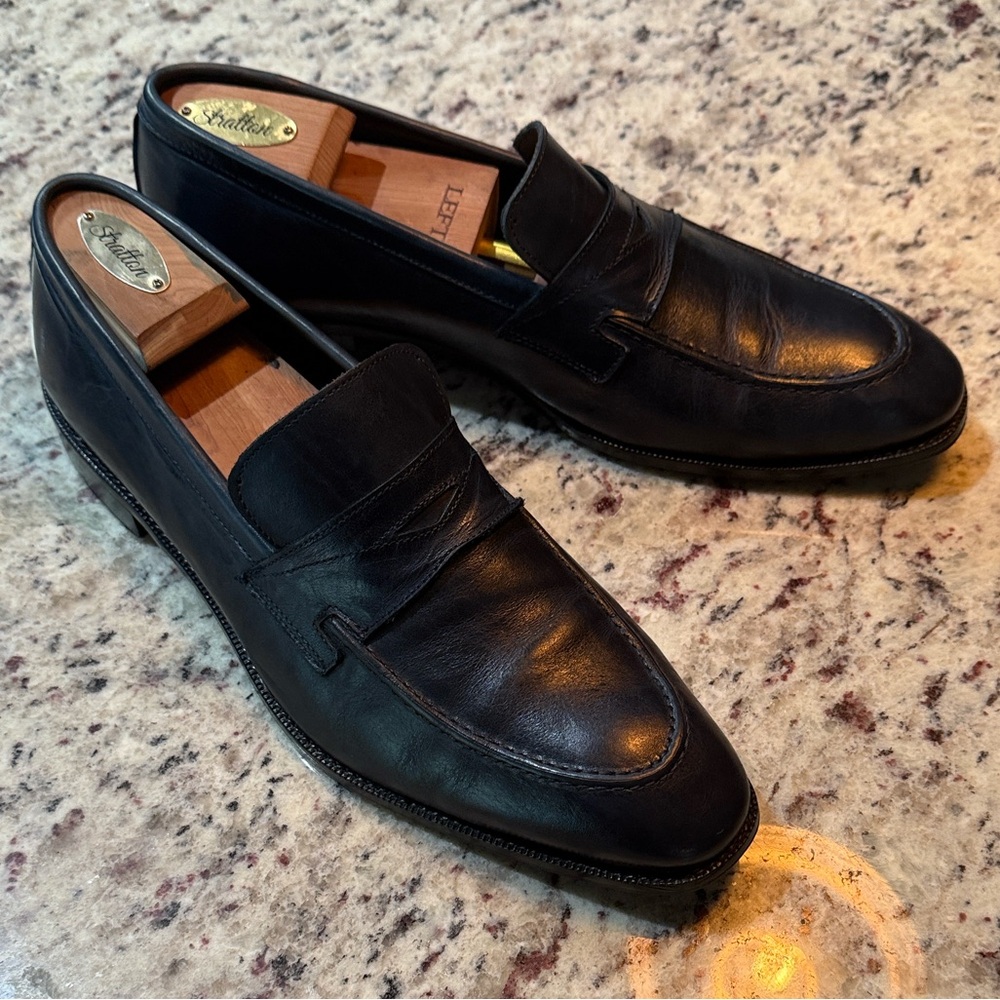 Thompson NAVY Supple Leather Loafers Sz. 44 / US 10.5 - 11